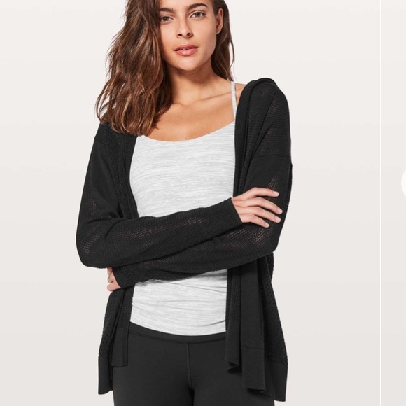 lululemon athletica Sweaters - Lululemon Still Movement Wrap Cardigan Hood Black
